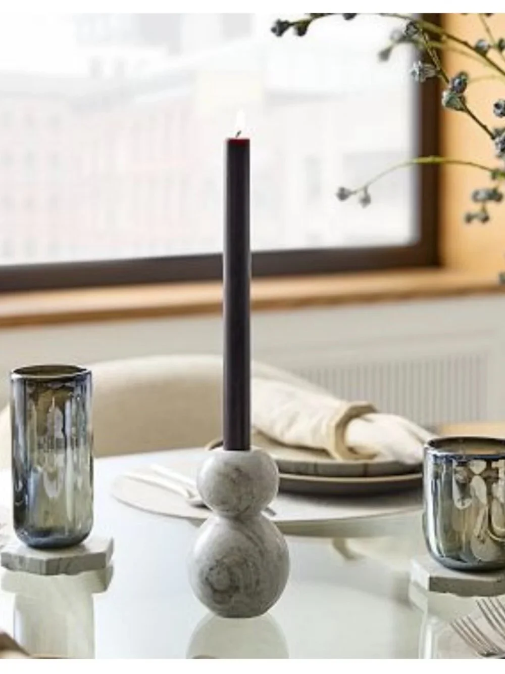 West Elm Kali Marble Taper Candleholders 2 Holders New with Tags